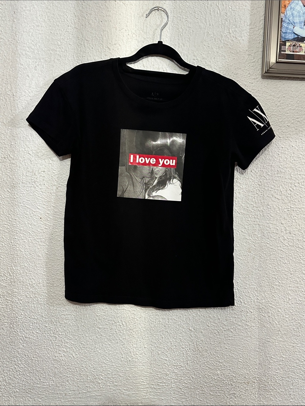 Armani Exchange Black Graphic 'I Love You' Tee
